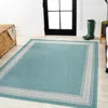 Jonathan Y Lucia Classic Diamond Border Indoor/outdoor Area Rug In Aqua/light Gray