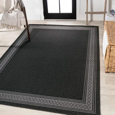 Jonathan Y Lucia Classic Diamond Border Indoor/outdoor Area Rug In Black/gray