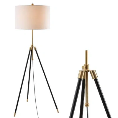 Jonathan Y Lucius 67" Adjustable Metal Led Floor Lamp, Black/brass In Black/brass Gold