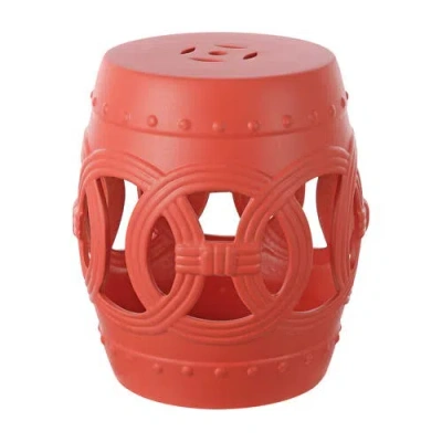 Jonathan Y Lucky Coins 16" Chinese Ceramic Drum Garden Stool In Matte Coral