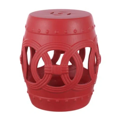 Jonathan Y Lucky Coins 16" Chinese Ceramic Drum Garden Stool In Matte Red