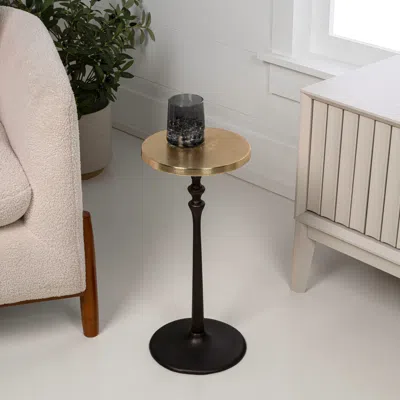 Jonathan Y Lulu 19.5" Art Deco Classic Pedestal Round Metal Drink Table And Decorative End Table, Black In Brown