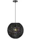 Jonathan Y Luna 15.75in Led Wicker Pendant In Black