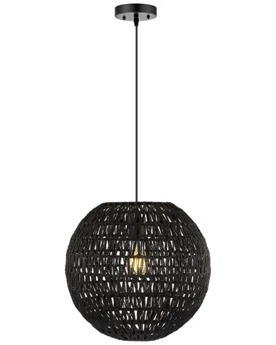 Jonathan Y Luna 15.75in Led Wicker Pendant In Black