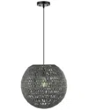 Jonathan Y Luna 15.75in Led Wicker Pendant In Gray