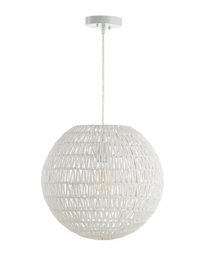 Jonathan Y Luna 15.7in Woven Rattan Orb Led Pendant In White