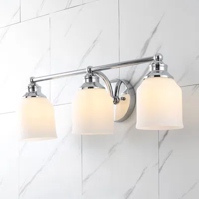 Jonathan Y Lydia 24" 3-light Iron/frosted Glass Farmhouse Cottage Led Vanity Light In White