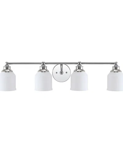 Jonathan Y Lydia 33.25 4 Light Iron Frosted Glass Farmhouse Cottage Led Vanity Light In Metallic