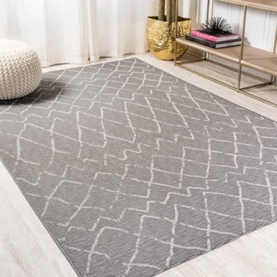 Jonathan Y Madaba Moroccan Trellis Indoor/outdoor Area Rug In Gray/cream