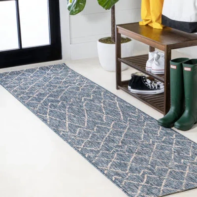Jonathan Y Madaba Moroccan Trellis Indoor/outdoor Area Rug In Navy/light Grey