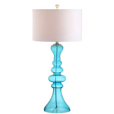 Jonathan Y Madeline 35" Curved Glass Led Table Lamp In Aqua