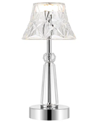 Jonathan Y Madelyn 11in Bohemian Acrylic Rechargeable Integrated Led Table Lamp In Transparent