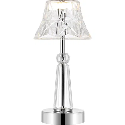 Jonathan Y Madelyn Bohemian Classic Acrylic Rechargeable Integrated Portable Led Table Lamp In Clear/chrome