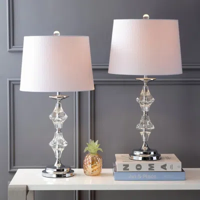 Jonathan Y Madison 27.5" Crystal Led Table Lamp (set Of 2) In Pink