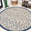 Jonathan Y Madrid Vintage Filigree Textured Weave Indoor/outdoor Area Rug In Navy/beige