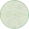 Jonathan Y Madrid Vintage Filigree Textured Weave Indoor/outdoor Round Area Rug In Cream/green