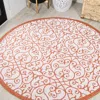 Jonathan Y Madrid Vintage Filigree Textured Weave Indoor/outdoor Round Area Rug In Cream/orange
