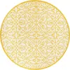 Jonathan Y Madrid Vintage Filigree Textured Weave Indoor/outdoor Round Area Rug In Cream/yellow