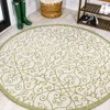 Jonathan Y Madrid Vintage Filigree Textured Weave Indoor/outdoor Round Area Rug In Green/cream