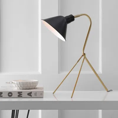 Jonathan Y Mae 20.25" Brass Led Task Lamp In Black