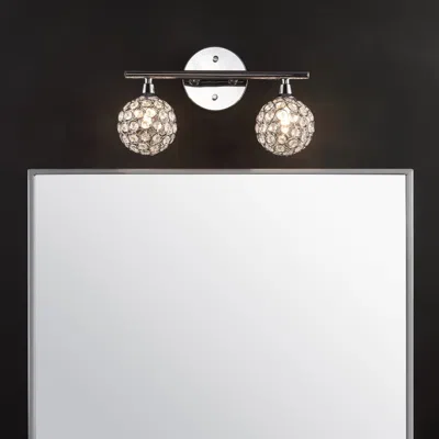 Jonathan Y Maeve 13" 2-light Iron/glass Contemporary Glam Led Vanity Light In Black