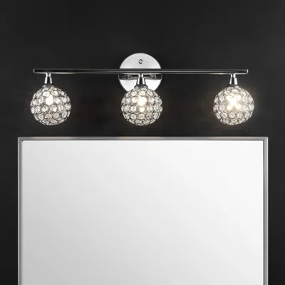 Jonathan Y Maeve 23" 3-light Iron/glass Contemporary Glam Led Vanity Light In Black
