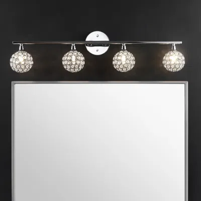 Jonathan Y Maeve 32.5" 4-light Iron/glass Contemporary Glam Led Vanity Light In Metallic