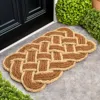 Jonathan Y Maeve Classic Coastal Scalloped Basketweave Coir Indoor/outdoor Doormat In Natural/bleach