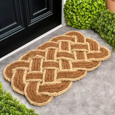 JONATHAN Y JONATHAN Y MAEVE CLASSIC COASTAL SCALLOPED BASKETWEAVE COIR INDOOR/OUTDOOR DOORMAT