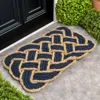 Jonathan Y Maeve Classic Coastal Scalloped Basketweave Coir Indoor/outdoor Doormat In Blue