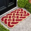 Jonathan Y Maeve Classic Coastal Scalloped Basketweave Coir Indoor/outdoor Doormat In Red