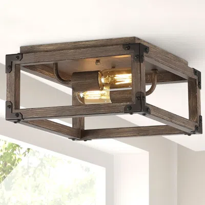 Jonathan Y Magnolia 11.5" 2-light Iron Rustic Farmhouse Led Flush Mount In Animal Print