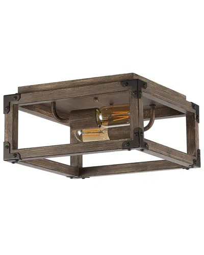 Jonathan Y Magnolia 11.5in 2-light Iron Rustic Farmhouse Led Flush Mount In Brown