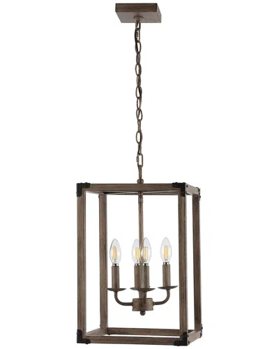Jonathan Y Magnolia 12.13in 4-light Adjustable Iron Rustic Farmhouse Led Pendant In Brown