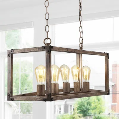 Jonathan Y Magnolia 36" 5-light Linear Adjustable Iron Rustic Farmhouse Led Pendant In Metallic