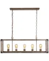 Jonathan Y Magnolia 36in 5-light Linear Adjustable Iron Rustic Farmhouse Led Pendant In Metallic