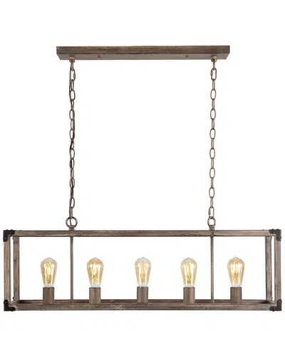 Jonathan Y Magnolia 36in 5-light Linear Adjustable Iron Rustic Farmhouse Led Pendant In Metallic