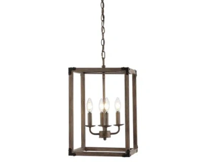 Jonathan Y Magnolia 4-light Adjustable Iron Rustic Farmhouse Led Pendant In Brown