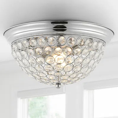Jonathan Y Malia 12" 1-light Traditional Transitional Iron Led Flush Mount In Metallic