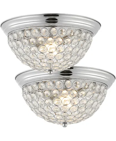 Jonathan Y Malia 12" 1-light Traditional Transitional Iron Led Flush Mount In Chrome