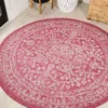 Jonathan Y Malta Bohemian Medallion Textured Weave Indoor/outdoor Round Area Rug In Red