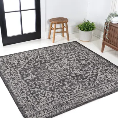 Jonathan Y Malta Bohemian Medallion Textured Weave Indoor/outdoor Square Area Rug In Gray