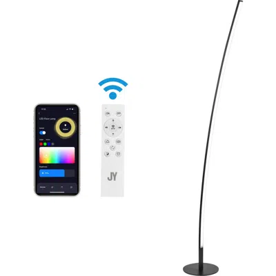 Jonathan Y Malthe 71" Modern Contemporary Aluminum/iron Arc Integrated Led Floor Lamp, Black