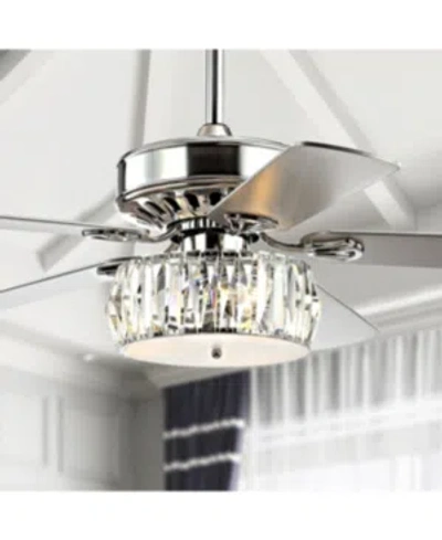 JONATHAN Y MANDY 52" 3-LIGHT CRYSTAL PRISM DRUM LED CEILING FAN WITH REMOTE