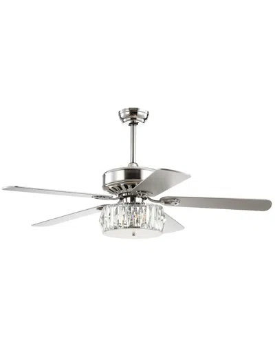 Jonathan Y Mandy 52in 3-light Crystal Prism Drum Led Ceiling Fan With Remote In Silver