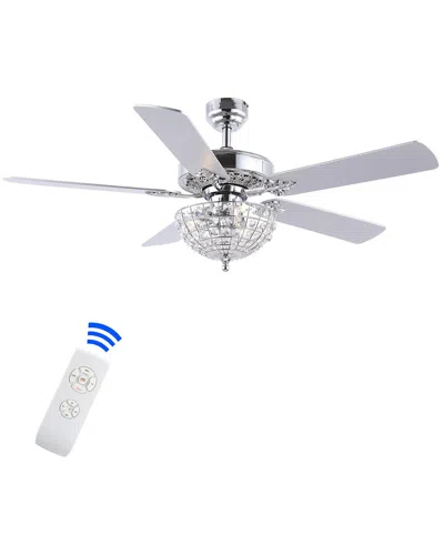 Jonathan Y Mandy 52in 3-light Glam Crystal Dome Shade Led Ceiling Fan With Remote In Silver