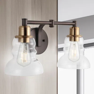 Jonathan Y Manhattan Vintage 18.5" 2-light Metal/glass Industrial Rustic Led Vanity In Black