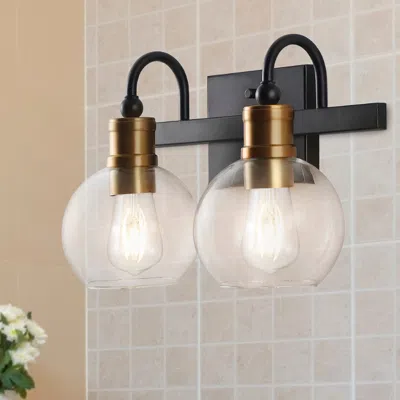 Jonathan Y Marais 14.5" 2-light Iron/glass Rustic Vintage Led Vanity Light In Metallic