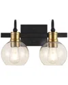 Jonathan Y Marais 14.5in 2-light Iron/glass Rustic Vintage Led Vanity Light In Metallic