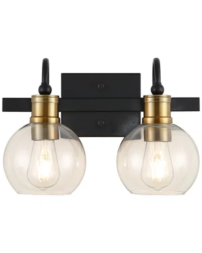 Jonathan Y Marais 14.5in 2-light Iron/glass Rustic Vintage Led Vanity Light In Metallic